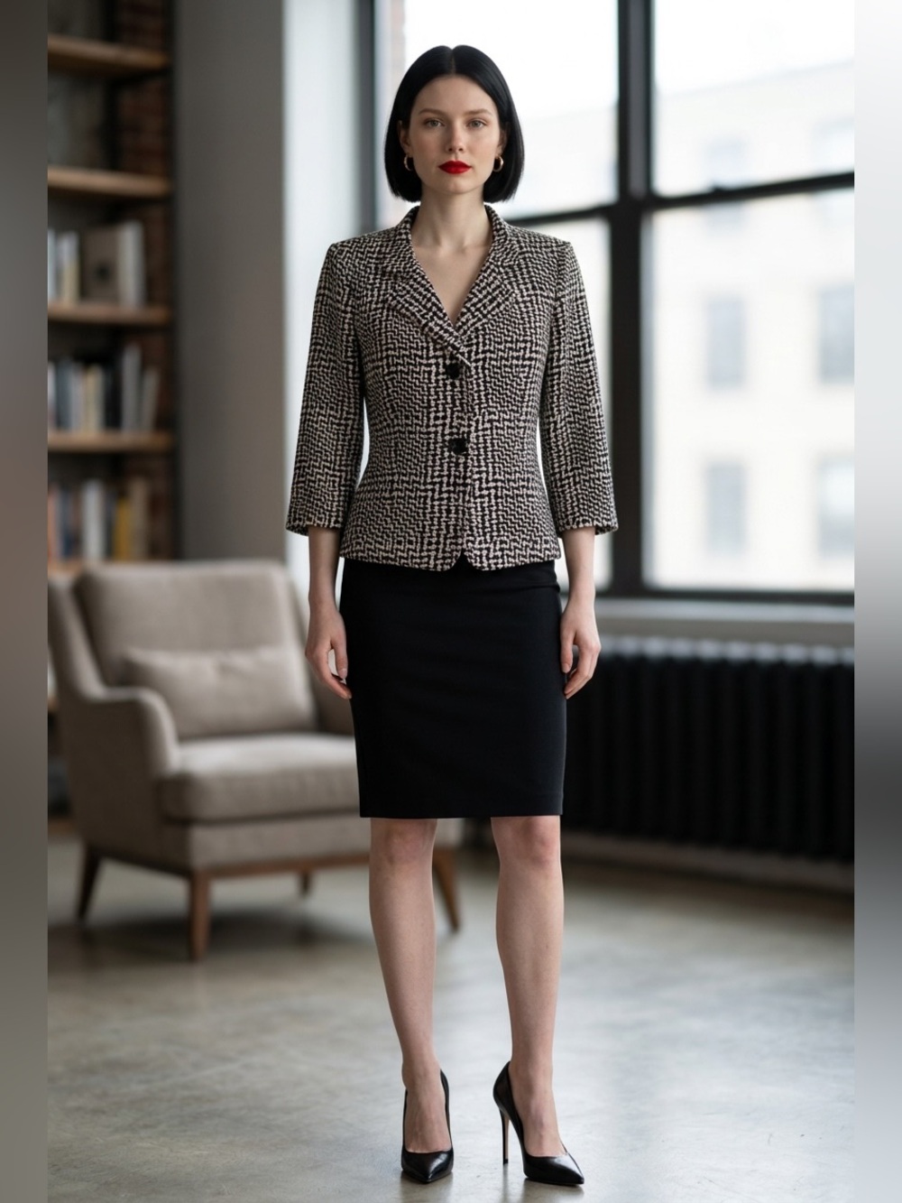 MaxMara Black and White Textured Jacket